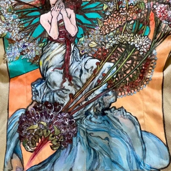 Alphonse Mucha  🌹 Hand-Painted Floral blazer • MOVING SALE - Picture 5 of 5